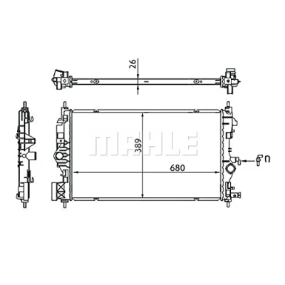 Immagine di MAHLE ORIGINAL CR 1697 000S Radiatore motore 680 388 26 Alette di raffreddamento saldate OPEL: Zafira C Tourer, Astra J Sports Tourer