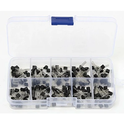 Immagine di DollaTek Kit Transistor 200PCS triodo 10 valori S8050 S9050 S9012 S9013 S9014 2N3904 2N3906 C1815 A1015 MJE13001 assortimento + Custodia in plastica