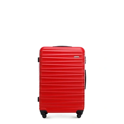 Immagine di WITTCHEN GROOVE Line Stabile Valigia Grande Trolley da Viaggio Rigido in ABS 4 Ruote Serratura a Combinazione Manico Telescopico Taglia L Rosso