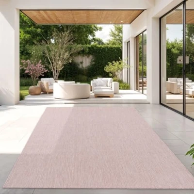 Immagine di TT Home Tappeto per Esterni Cucina Balcone Terrazza Design Moderno Monocolore, Colore: Rosa, Dimensione:200x280 cm