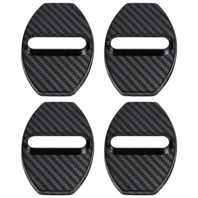 Immagine di Be In Your Mind 4 Pezzi Di Copertura Della Fibbia Serratura Porta Acciaio Inossidabile Per Auto Compatibile Con Audi TT Mk1 Mk2 Mk3 Modello Fibra Carbonio 70x50mm