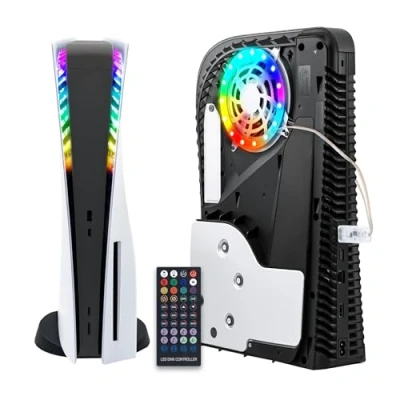 Immagine di Mcbazel PS5/PS5 Slim/PS5 PRO Striscia di illuminazione a LED RGB, Decorazione Strip Light Compatibile con Playstation 5 Slim Digital e UHD Disk Edition Console Telecomando