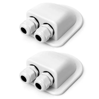 Immagine di QWORK® Pssacavo per Tetto, IP68 Impermeabile Doppio Cavo di Ingresso Resistente agli Agenti atmosferici, Camper Caravan Barca Solare, passacavo ABS, 2 Pezzi