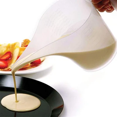 Immagine di brocca con Imbuto graduato in plastica beccuccio Lungo, da 1000 ml Misurino Trasparente Punta per Bocca sciroppo marmellata