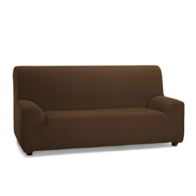 Immagine di Martina Home Tunez, Copridivano elastico, Tela (50% poliestere, 45% cotone, 5% elastan), Marrone, 3 Posti (Dimensioni divano: 180 240 cm lunghezza)