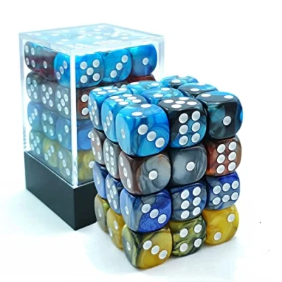Immagine di Bescon 12mm D6 Dice 36 in Cube, Assorted Gemini ROCK Colors, Six Sides Die (36) Block of