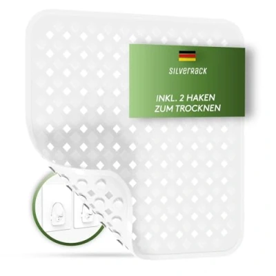 Immagine di SilverRack tappetino da doccia antiscivolo, 53 x cm, colore bianco, per doccia, senza BPA, bambini, lavabile in lavatrice e resistente alla muffa, antiscivolo