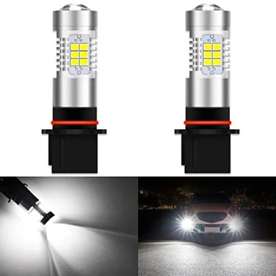 Immagine di KATUR PSX26W Lampadine fendinebbia a LED Max 80W 2000 Lumen 6500K Xenon Bianco con proiettore per Guida luci di Marcia Diurna DRL o fendinebbia, 12V 24V (Confezione da 2)