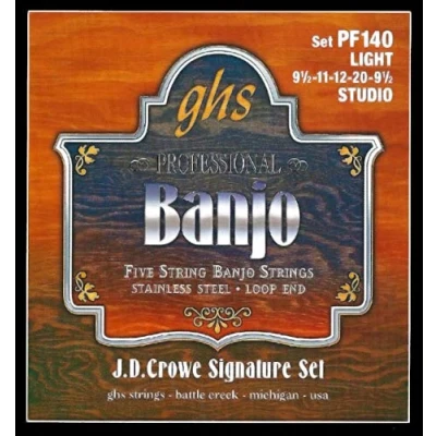 Immagine di GHS™ Strings »J.D. CROWE SIGNATURE PF140 5 STRING BANJO« Corde per Banjo Stainless Steel Loop End Light: 09.5 11 12 20