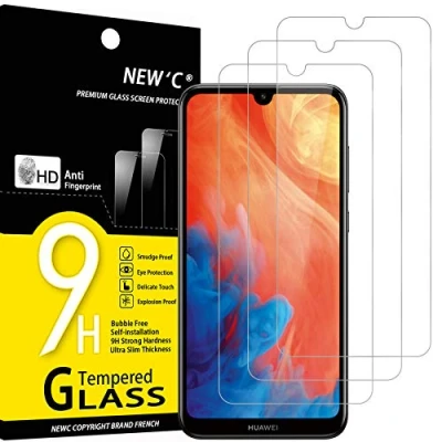 Immagine di NEW&#039;C 3 Pezzi, Vetro Temperato per Huawei Y7 2019, PRO Prime Pellicola Prottetiva, Durezza 9H, 0,33mm Ultra Trasparente, Resistente