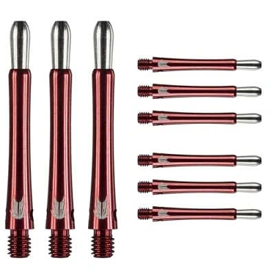 Immagine di Target Darts Albero in alluminio con impugnatura Confezione da 9 Rosso, Intermedio (40,8 mm) Accessori per freccette professionali, Multipack di alberi 2BA anelli,