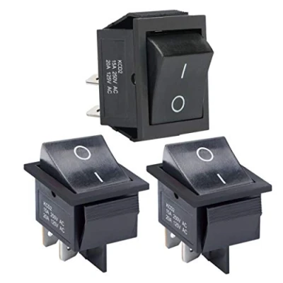Immagine di APIELE 3 interruttori a levetta, 2 posizioni on/off con DPST 4 pin, 250 V 16 A, interruttore bilanciere per casa, industriale, fai da te KCD2 201 (nero)