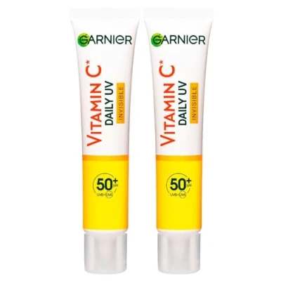 Immagine di Garnier SkinActive Vitamina C Fluido Anti UV Quotidiano Macchie Invisibile SPF 50+ Idratante Assorbimento Rapido 2 Flaconi da 40ml