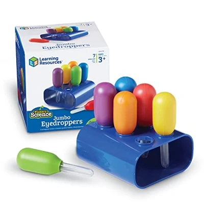 Immagine di Learning Resources Contagocce jumbo con supporto Primary Science, pipette bambini, giochi causa effetto, motricità fine, 3 anni