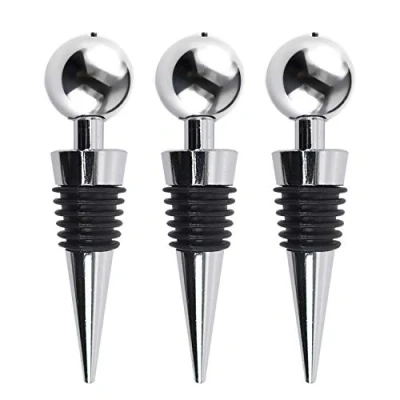 Immagine di TRIXES Tappi per Vino Bottiglie Champagne Set di 3 in Acciaio Inox Compattatori Accessori Cucina Bar Confezionamento sottovuoto