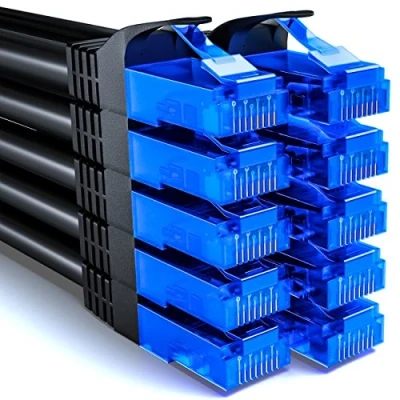 Immagine di deleyCON 10x 0,5m CAT6 Set di Cavi Rete Corto 50cm U UTP RJ45 CAT 6 Cavo Patch LAN Ethernet DSL Switch Router Modem Ripetitore Pannello Nero