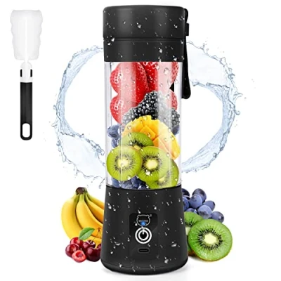 Immagine di MIAOKE frullatore portatile per frullati, mini succhi con sei lame in 3D, USB ricaricabile Juicer Cup casa/ufficio/esterno, Nero