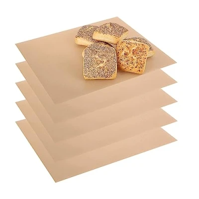 Immagine di COM FOUR® 5x pellicola da forno permanente in Teflon carta riutilizzabile adatta per fino a 260 C antiaderente tagliabile lavabile lavastoviglie