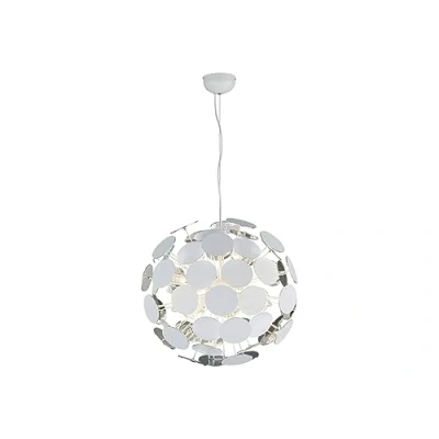 Immagine di Trio Lampada a Sospensione Discalgo 309900631, metallo bianco opaco, dischi di plastica bianco/argentato, escl. 6x E14, 54 x 150 cm