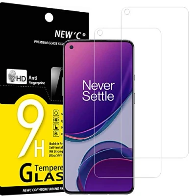 Immagine di NEW&#039;C 2 Pezzi, Vetro Temperato per OnePlus 8T, Pellicola Prottetiva Anti Graffio, Impronte, Senza Bolle, Durezza 9H, 0,33mm Ultra Trasparente, Resistente