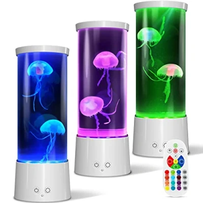 Immagine di AONESY Lampada Meduse Lava Acquario Notturna Telecomando Jellyfish Lamp a LED con 17 Colori Cangianti, USB da Tavolo per L&#039;umore, Casa, Ufficio, Hotel, Bianco