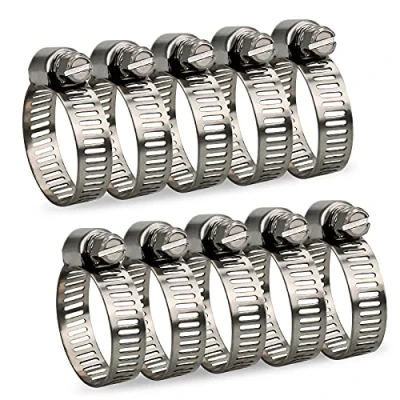 Immagine di InduSKY Fascette Stringitubo Regolabile 16 25mm Gamma Acciaio Inox Fascetta Morsetto Assortimento Ingranaggi a Vite Senza Fine per Tubi Gas, Acqua, Automobilistiche 10 pezzi (16 25mm)