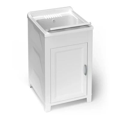 Immagine di Adventa Mobile lavatoio in Resina di PP, Facile da Montare, Vasca Resistente agli acidi Uso Comune, Lavanderia, Garage, Esterno, 45L x 50P 85H cm, Bianco