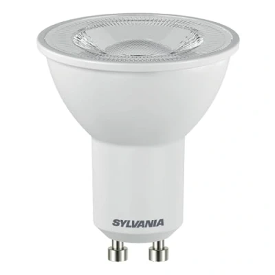 Immagine di SYLVANIA Lampadina a LED, attacco GU10, 610 lumen, bianco freddo (4000 Kelvin), potenza 7 Watt, durata 12.000 ore, diametro 50 mm, lunghezza 56 pistone riflettore trasparente, confezione da 1