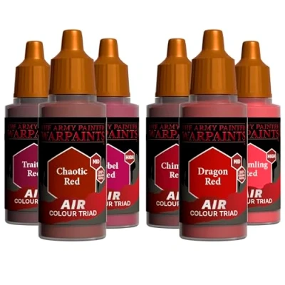 Immagine di The Army Painter, Airbrush Primary Bundle Red, 2 triadi di colore rossi con 6 colori acrilici diluiti per aerografo da 18 ml Vernice una pistola a spruzzo miniature D&amp;D e Warhammer