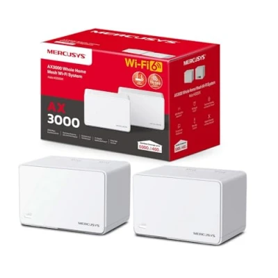 Immagine di Mercusys TP Link Halo H3000X(2 pack) WiFi 6 Mesh AX3000Mbps, 3 Porte Ethernet Gigabit, Controllo Parental, Collega Fino a 150 Dispositivi, Router e Ripetitore, 2 Pezzi con Copertura 460 ㎡