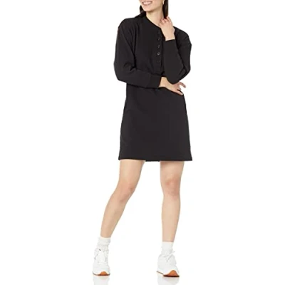Immagine di Amazon Essentials Abito Stile Felpa in Maglia con Scollo Serafino (Disponibile Taglie Forti) Donna, Nero, S