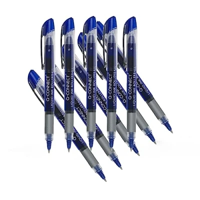Immagine di Q Connect Penna a sfera punta fine, 0,5 mm, inchiostro liquido, colore: blu