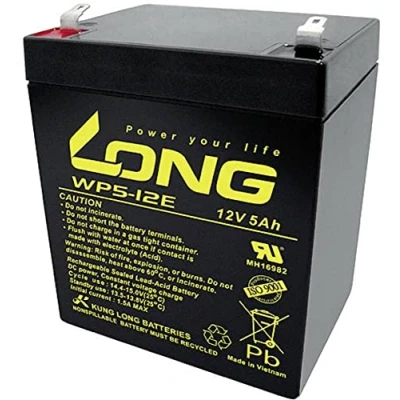 Immagine di Long WP5 12E Batteria al Piombo 12 V 5 Ah AGM (L x A P) 90 107 70 mm Spina piatta 6,35 Ciclica, Bassa autoscarica, Esente da