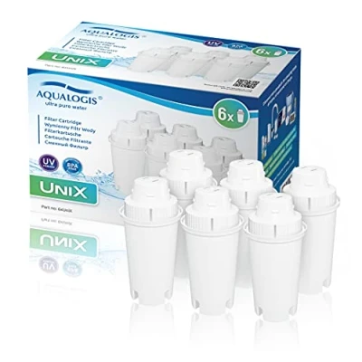 Immagine di Aqualogis UniX Cartuccia filtro acqua compatibile con Brita Classic, Dafi, PearlCo, Mavea 107007, AquaOptima RUF916, confezione da 6
