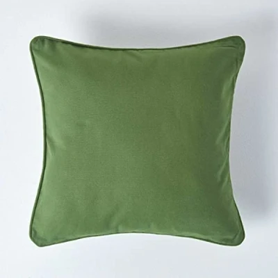 Immagine di Homescapes Federa decorativa per cuscino con chiusura lampo, in 100% cotone, tinta unita, cuscini decorativi e da divano, 30 x cm, colore: verde oliva scuro