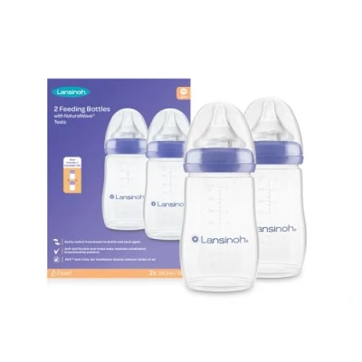 Immagine di Lansinoh Biberon Anticolica con Tettarella NaturalWave a Flusso Medio Senza BPA e BPS Confezione da 2 x 240 ml