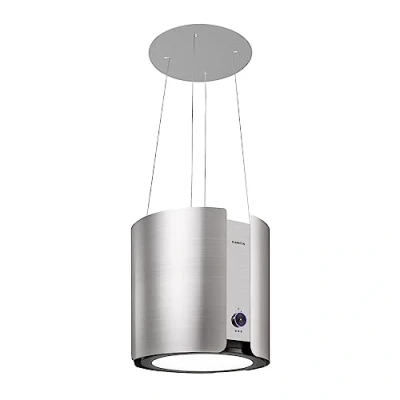 Immagine di Klarstein Skyfall Smart Cappa a Isola, Controllo Manuale o per App, 45 x 42 cm (ØxL), Sospesa, Ricircolo/Scarico, 3 Livelli, 402 m3/h, 200 W, Luce LED, Classe Energetica C, Argento