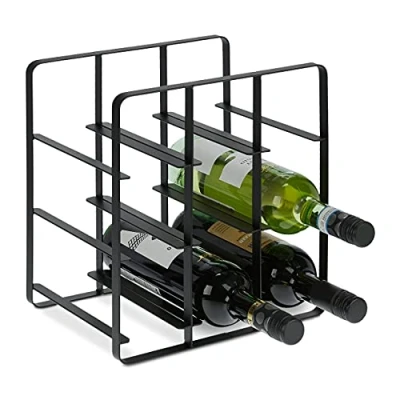 Immagine di Relaxdays Cantinetta in Metallo, per 9 Bottiglie di Vino, Portabottiglie HLP 30,5 x 27,5 20 cm, Cucina e Salotto, Nero