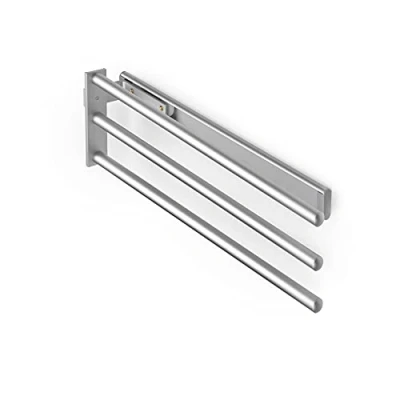 Immagine di Emuca Porta asciugamani estraibile, 3 bracci, appendi da bagno o cucina, 440 mm, Alluminio, Anodizzato opaco