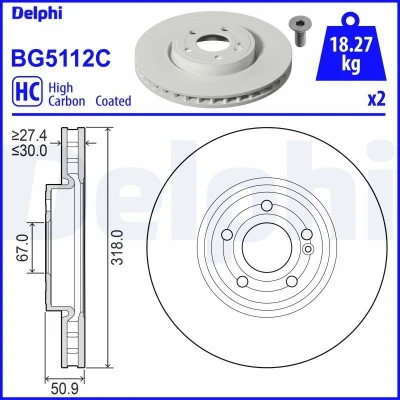 Immagine di Delphi Technologies BG5112C Dischi freno set of 2