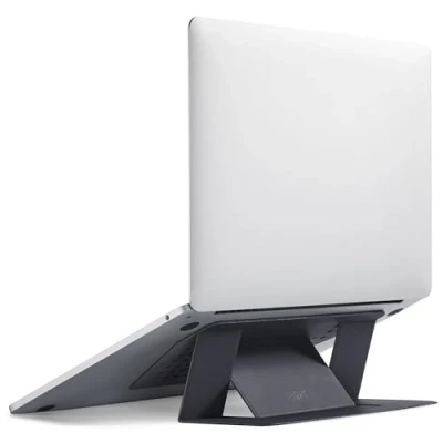 Immagine di MOFT supporto invisibile per laptop senza prese d&#039;aria inferiori, da scrivania leggero e adesivo con 2 angolazioni regolabili, compatibile fino a 16&quot; (Nero)