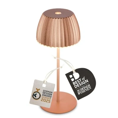 Immagine di Briloner Mini lampada da tavolo a batteria LED Brilo unplugged Riffle, rame