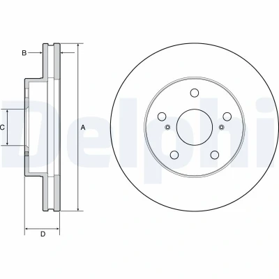 Immagine di DELPHI BG4926C Disco freno 281 28 5 ventilato rivestito non trattato senza cuscinetto ruota, anello sensore ABS TOYOTA: HILUX 3 Pick up