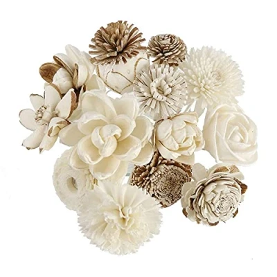 Immagine di Exotic Plawanature, set di 12 fiori misti in legno balsa con steli, diffusore fragranze per la casa