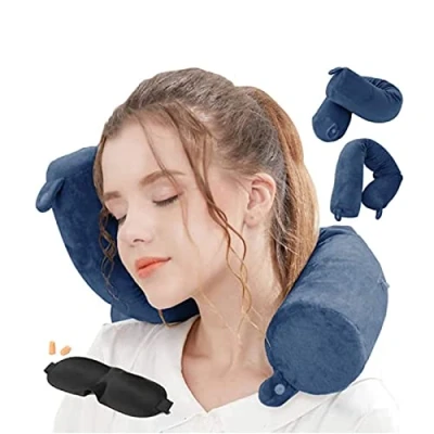 Immagine di Hxcxrst Cuscino da Viaggio Memory Foam, per supporto collo, mento, vita e gambe regolabile pieghevole viaggi in famiglia, aereo, autobus, treno