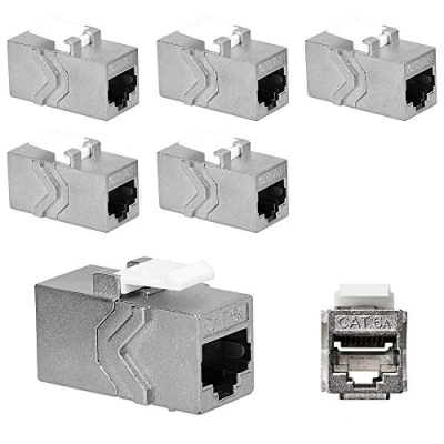 Immagine di kwmobile 6X Connettore Cavo di Rete CAT6 A Schermato Doppia Porta Moduli Keystone Jack RJ45 Prolunga Cavi Ethernet LAN Modulo Cat 6A 10 Gbit/s
