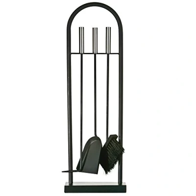 Immagine di Fire Vida Arc Companion Set, Metallo, Cromo/Nero, 4 Pezzi, Ghisa, H 71 x L 23 P 18 cm Circa