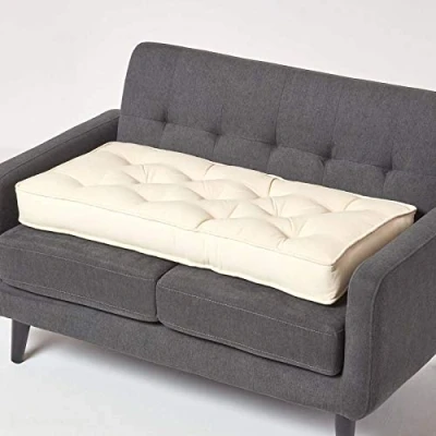 Immagine di Homescapes cuscino lungo color crema, 100 x 48 cm, spessore imbottito per divano con rivestimento in cotone