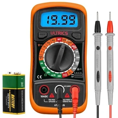 Immagine di ULTRICS Multimetro Digitale, Professionale Amperometro Voltmetro Ohmmetro, Mini Portatile Multimeter Elettrico Amp Ohm Volt DC/AC Corrente Tensione Resistenza Diode hFE Transistor Continuità Tester