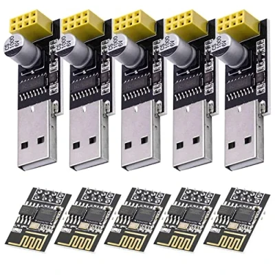 Immagine di AZDelivery 5 x ESP 01S ESP8266 Modulo Wifi con Adattatore USB, compatibile Arduino incluso un E Book!